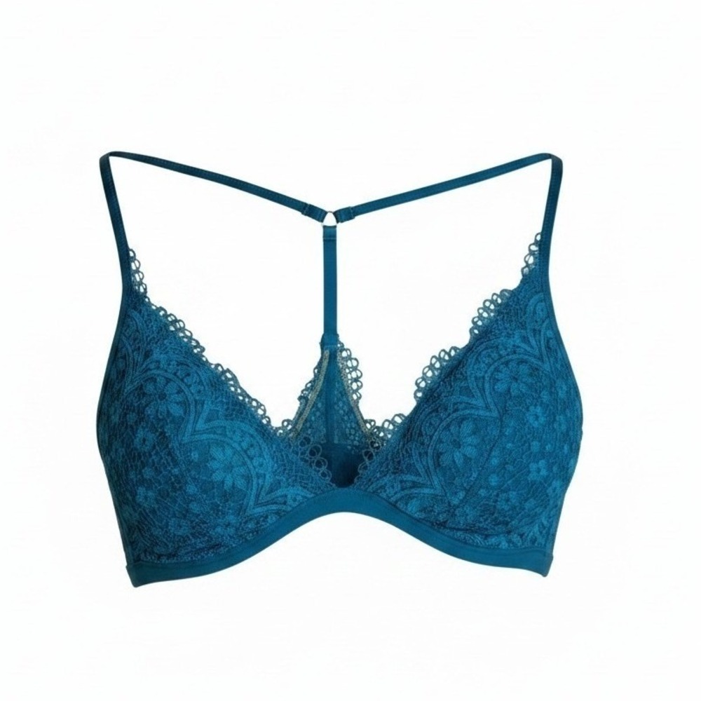 Victorias Secret Body by Victoria Teal Blue Lace Racerback Bralette Large